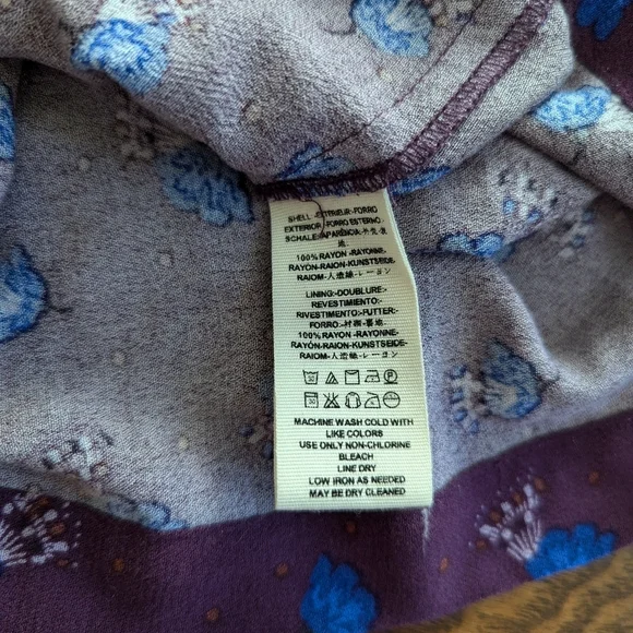 Free People Tegan Floral Purple Long Sleeve Keyhole Mini Dress Boho Hippie Fairy - Picture 6 of 16